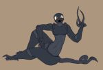  alien anthro athletic axentooth belly breasts claws fangs featureless_breasts feet female larry_(axentooth) long_fingers long_tail looking_at_viewer navel open_mouth shadowbug sharp_tail simple_background sitting smile solo 