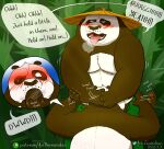  2022 anthro ari_guardian belly big_belly blush clothing dreamworks duo english_text father father_and_child father_and_son genitals giant_panda hat headgear headwear hi_res humanoid_genitalia humanoid_hands humanoid_penis incest_(lore) kung_fu_panda li_shan_(kung_fu_panda) male male/male mammal master_po_ping moobs oral overweight overweight_male parent parent_and_child penis sex son text ursid white_body 