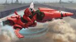  action akira akira_slide blender_(medium) clip_studio_paint_(medium) drifting dust_cloud eldar floating full_body ground_vehicle highres levitation looking_at_viewer motor_vehicle motorcycle on_motorcycle outdoors parody riding_bicycle science_fiction solo uriak warhammer_40k 