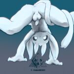  1:1 absurd_res anthro anus balls biped butt digital_media_(artwork) foreskin fur genitals guardian_spirit handstand hi_res humanoid_genitalia kemono looking_at_viewer male mammal monotone_body monotone_fur no_name_(artist) nude ori ori_(series) ori_and_the_blind_forest penis presenting simple_background solo tail_wrapped text video_games white_body white_fur 