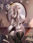  2022 5_fingers anthro antlers areola breasts clothing digital_media_(artwork) eyebrows eyelashes female fingers fur hair hi_res horn jackalope lagomorph looking_at_viewer mammal nipples panties pink_hair red_eyes rizapiska smile solo standing underwear 