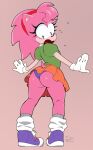  absurd_res anthro blush bodily_fluids bottomwear butt classic_amy_rose classic_sonic_(universe) clothing eulipotyphlan eyelashes female fur hedgehog hi_res looking_back mahmapuu mammal open_mouth panties pink_body pink_fur sega signature skirt sonic_the_hedgehog_(series) standing sweat underwear worried 