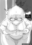  alphys anthro bodily_fluids book bottomwear breasts clothed clothing deltarune dialogue english_text eyewear female front_view furrowed_brow glasses greyscale hi_res holding_book holding_object jacket japanese_text library lizard looking_down monochrome nervous non-mammal_breasts overweight overweight_anthro overweight_female public reading reptile scalie sheeplygoatus signature simple_background skirt solo speech_bubble sweat text thick_thighs topwear undertale_(series) video_games wide_hips 