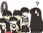  1other 3boys 3girls animal arm_hug bangs bare_shoulders black_eyes black_hair black_shirt brother_and_sister cat closed_mouth colored_skin crossed_arms genderswap genderswap_(mtf) holding holding_animal holding_cat long_hair low_twintails mari_(omori) mewo miya_(baelfight) multiple_boys multiple_girls multiple_persona omori omori_(omori) pale_skin prototype shirt short_hair siblings simple_background skirt sleeveless something_(omori) sunny_(omori) sweatdrop tank_top twintails white_background white_skin 