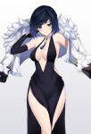  black_dress black_hair breasts dress jacket non-web_source white_jacket yelan_(genshin_impact) 