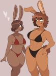  &lt;3 absurd_res animal_humanoid bikini bonnie_(idolomantises) clothing duo female hi_res humanoid idolomantises lagomorph lagomorph_humanoid leporid leporid_humanoid mammal mammal_humanoid muscular muscular_female rabbit rabbit_humanoid simple_background swimwear 