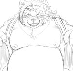  anthro asian_clothing belly blush clothing east_asian_clothing eyewear felid glasses hi_res japanese_clothing kimono licho_(tas) lifewonders looking_at_viewer male mammal moobs nipples onkanoura overweight pantherine sketch solo tiger tokyo_afterschool_summoners undressing video_games 