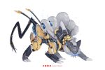  artist_name blue_eyes claws commentary electricity english_commentary fangs full_body highres mecha mechanization no_humans pokemon pokemon_(creature) raikou robot simple_background solo tail white_background xezeno 