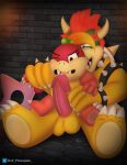  absurd_res anthro balls bowser claws collar dragon dull_pineapple duo erection female genitals hair hi_res horn koopa male male/female mammal mario_bros nintendo penis pom_pom_(mario) red_hair reptile scalie sex spikes turtle video_games 