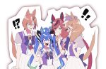  ! !! !? 4girls animal_ears bangs blue_eyes blue_hair brown_hair cabbie_hat cup ear_covers food glasses hair_ornament hairclip hat heterochromia highres holding holding_cup holding_food horse_ears horse_girl horse_tail ice_cream ikuno_dictus_(umamusume) jitome long_hair matikane_tannhauser_(umamusume) mayana_(bbpp) multicolored_hair multiple_girls nice_nature_(umamusume) open_mouth purple_eyes purple_shirt red_hair round_eyewear sailor_collar school_uniform sharp_teeth shirt skirt stiff_tail streaked_hair sweatdrop tail tearing_up teeth tracen_school_uniform twin_turbo_(umamusume) twintails umamusume upper_body white_skirt wide-eyed 