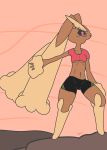  animal_humanoid anthro bottomwear breasts clothing ear_piercing female frown_eyebrows gym_bottomwear gym_clothing gym_shorts hi_res humanoid lagomorph lagomorph_humanoid leporid_humanoid lopunny mammal mammal_humanoid neckline nintendo piercing pok&eacute;mon pok&eacute;mon_(species) rabbit_humanoid rodent rodent_humanoid roses04 shorts simple_background solo sportswear video_games 