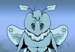  alekoin alien anthro arthropod blue_body blue_fur fur fur_markings high-angle_view insect lepidopteran looking_at_viewer male markings moth neck_tuft solo tuft wings young 