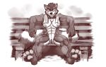  16:10 abs absurd_res anthro bodily_fluids breasts coolbearwulf exposed_breasts exposed_clitoris female hi_res mammal maxi_(demondawgy96) monochrome muscular muscular_female nipple_piercing nipples paws piercing procyonid raccoon raised_paw sauna solo spread_legs spreading sweat widescreen 