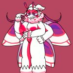  1:1 antennae_(anatomy) anthro arthropod breasts female fluffy fur genitals happy hi_res horn insect lepidopteran looking_at_viewer lyncario moth neck_tuft nude pussy sakuroma_(retrospecter) simple_background smile solo tuft white_body white_fur wings 