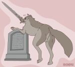  anus backsack balls butt canid canine canis confusion dark_souls feral fromsoftware genitals great_grey_wolf_sif hi_res male mammal presenting presenting_hindquarters rear_view solo video_games wolf xenoyia_(artist) 