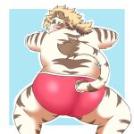  1:1 anthro big_butt blush briefs butt clothing digital_media_(artwork) embarrassed felid fur hmkeito licho_(tas) lifewonders looking_back male mammal pantherine rear_view solo striped_body striped_fur stripes tiger tokyo_afterschool_summoners underwear video_games widescreen 