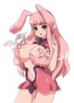  animal_ears bb blush breast_grab breasts bunny_ears grabbing lactation large_breasts melona queen&#039;s_blade queen's_blade smile 