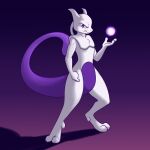  2022 3_fingers ambiguous_gender angry anthro digitigrade fingers foxenawolf legendary_pok&eacute;mon looking_at_viewer magic mewtwo nintendo nude pok&eacute;mon pok&eacute;mon_(species) purple_eyes solo video_games white_body 