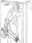  abs absurd_res anthro biceps breasts canid clitoris clothing dialogue female fur genitals gloves gun handwear hi_res humanoid_genitalia humanoid_pussy kofomy mammal muscular muscular_female nipples nude pussy ranged_weapon solo speech_bubble thick_thighs weapon 