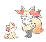  &gt;_&lt; 1girl :&lt; animal_ear_fluff animal_ears animal_feet animal_hands animal_nose arms_at_sides black_fur blush blush_stickers body_fur braixen closed_eyes closed_mouth commentary_request fang fennekin fox_ears fox_girl fox_tail full_body fur_collar furry furry_female highres looking_at_another looking_up open_mouth partial_commentary pokemon pokemon_(creature) red_eyes san_(sanchimpo) simple_background sitting sketch snout standing stick sweat tail white_background white_fur yellow_fur 