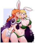  absurd_res anthro big_breasts blonde_hair breasts carrot_(one_piece) duo female female/female fingering fingering_partner hair hi_res human human_on_anthro interspecies lagomorph leporid mammal nami_(one_piece) one_piece rabbit sex simmsyboy vaginal vaginal_fingering 