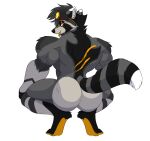  anthro big_butt big_muscles broly_culo butt butt_focus crouching digital_media_(artwork) gyan_nightwolf hi_res huge_butt looking_at_viewer looking_back male mammal markings meme muscular muscular_anthro muscular_male nude open_mouth parody presenting procyonid raccoon rear_view ring_(marking) ringtail shanukk simple_background solo spread_legs spreading tail_markings 