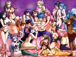  1boy 6+girls aa_megami-sama alleyne_(queen&#039;s_blade) animal_ear_fluff animal_ears ass barefoot bayonetta bayonetta_(series) belldandy blonde_hair blue_eyes blue_hair blue_kimono bow bracelet breasts cat_ears cat_girl cat_tail closed_mouth commentary commission crossover elf elsa_(frozen) english_commentary fate_(series) final_fantasy final_fantasy_vii fox_ears fox_girl fox_tail frozen_(disney) gundam gundam_seed hair_bow harem harem_outfit harry_potter_(series) hermione_granger jadenkaiba japanese_clothes jewelry kimono kujikawa_rise lacus_clyne large_breasts long_hair marvel morrigan_aensland multiple_girls my_little_pony navel noihara_himari nude omamori_himari open_mouth orange_hair original persona persona_4 pink_bow pink_hair pointy_ears ponytail purple_eyes queen&#039;s_blade sideboob smile space storm_(x-men) swimsuit tail takamachi_nanoha tamamo_(fate) tamamo_no_mae_(fate/extra) thighhighs thighs tifa_lockhart twilight_sparkle vampire_(game) very_long_hair x-men yellow_eyes 