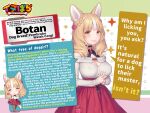  :3 animal_ears blonde_hair blush botan_(inupara) chibi collar cute dog_ears dog_girl dog_tail dress english_text flower highres inupara leggings non-web_source pose rose sayori_(neko_works) smile tail welsh_corgi 