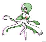  2022 anthro big_breasts breasts digital_media_(artwork) featureless_breasts featureless_crotch female gardevoir green_body green_hair hair humanoid looking_at_breasts multicolored_body nintendo open_mouth pixel_(artwork) pok&eacute;mon pok&eacute;mon_(species) psychpsyo red_eyes signature simple_background solo text video_games white_background white_body 