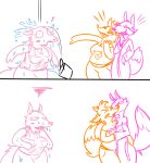  anthro breasts canid canine clothed clothing comic eyes_closed female female/female five_nights_at_freddy&#039;s five_nights_at_freddy&#039;s_2 fourball fox foxglove_(roommates) french_kissing fur group incest_(lore) kissing lipstick makeup mammal mangle_(fnaf) mango_(roommates) roommates:motha scottgames sibling simple_background sister video_games wet 