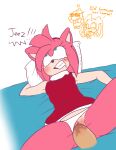  amy_rose anthro bed bodily_fluids clothed clothing cream_the_rabbit english_text female furniture genitals group hi_res male male/female on_bed penetration penis pillow pink_body pussy sega sonic_the_hedgehog_(series) tears text vaginal vaginal_penetration 