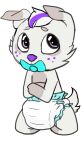  2014 ambiguous_gender anthro archived_source diaper digital_drawing_(artwork) digital_media_(artwork) dipstick_ears fur hair looking_at_viewer monsterbunny multicolored_ears pacifier simple_background sitting solo young 