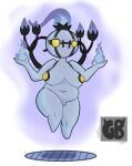  big_breasts breasts chandelure female fire ghost glowing hi_res lamp lantern nintendo pok&eacute;mon pok&eacute;mon_(species) short_stack slightly_chubby spirit terryeternity video_games wide_hips yellow_eyes 