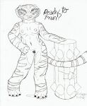  absurd_res anthro dreamworks dripping english_text felid female hi_res huge_filesize kinkappy kung_fu_panda looking_at_viewer mammal master_tigress pantherine signature simple_background solo standing text tiger traditional_media_(artwork) 