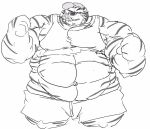  2017 4_fingers abs anthro baseball_cap big_muscles bottomwear cigar cigar_in_mouth clothing felid fingers fist fofothecat fur growth hat headgear headwear huge_muscles knees_up line_art male mammal muscle_growth musclegut muscular muscular_anthro muscular_male narrowed_eyes navel outie_navel pantherine pecs raised_arm raised_fist shirt shorts simple_background solo striped_body striped_fur stripes tank_top tiger topwear weight_gain white_background 