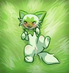  blush bodily_fluids cum cum_in_pussy cum_inside eledensfw female feral fur genital_fluids genitals green_body green_fur hi_res leaking_cum looking_at_viewer lying nintendo on_back on_grass pink_eyes pok&eacute;mon pok&eacute;mon_(species) pussy smile solo spread_legs spreading sprigatito tongue tongue_out video_games 