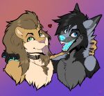  anthro blep caelus canid canine canis felid gabriel(girfan) hi_res icon killjoy0208 lion male male/male mammal pantherine romantic romantic_couple tongue tongue_out wolf 