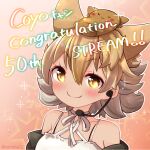  animal_ears black_jacket blonde_hair coroha coyopotato coyote coyote_(kemono_friends) coyote_girl coyote_tail gloves jacket kemono_friends kemono_friends_v_project necktie shirt shoes short_hair skirt smile tail virtual_youtuber white_shirt yellow_eyes yellow_gloves 