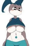  areola big_breasts blue_hair blush breasts female hair humanoid jenny_wakeman looking_aside machine midriff my_life_as_a_teenage_robot navel nickelodeon not_furry pigtails robot robot_humanoid small_mouth small_waist solo under_boob unusual_navel yuta_agc 