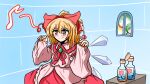  2girls blonde_hair bow cirno cosplay daiyousei green_hair hair_bow hair_dye hair_ornament highres ice ice_wings igloo multiple_girls red_ribbon ribbon satsuki_rin satsuki_rin_(cosplay) segen_(segen311) snow_shelter touhou wings yellow_eyes 