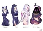  absurdres animal_ears bangs blunt_bangs breasts curtain_call_challenge dress fox_ears fox_girl fox_tail gloves habit highres hololive hololive_english large_breasts long_hair long_sleeves mori_calliope multicolored_hair multiple_girls ninomae_ina&#039;nis nude nun open_mouth pointy_ears purple_hair radical_highway shirakami_fubuki shirogane_noel side_slit silver_hair tail tentacle_clothes tentacle_hair tentacles virtual_youtuber 