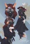  2022 4_toes 5_fingers anthro black_body black_fur breasts brown_hair canid canine clothed clothing digital_media_(artwork) feet female fingers fur grey_body grey_fur hair hi_res mammal plgdd solo standing toes 