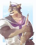  akkira0708 anthro broom canid canine canis cleaning_tool domestic_dog german_shepherd herding_dog hi_res lifewonders live-a-hero male mammal muscular muscular_anthro muscular_male pastoral_dog pendant pubraseer sailor sailor_hat sailor_uniform solo video_games 