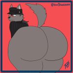  ambiguous_gender animated anthro big_butt blush bouncing_butt butt butt_jiggle butt_slap canid canine canis clothed clothing disembodied_hand douglasinu hair huge_butt jiggling looking_pleasured mammal markings partially_clothed paul_hayden simple_background slap solo thick_thighs wolf 