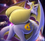  absurd_res anthro big_breasts breasts dragon drakonst female hi_res huge_breasts hyper hyper_breasts membrane_(anatomy) membranous_wings nude purple_body solo space wings 