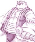  2017 anthro asian_clothing belly big_belly bulge clothing east_asian_clothing feet fundoshi humanoid_hands japanese_clothing kemono male mammal moobs overweight overweight_male solo underwear ursid zen_(kemono_artist) 