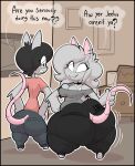  2021 anthro big_butt breasts butt clothed clothing dialogue digital_media_(artwork) duo elisa_(maddeku) english_text female hi_res huge_butt huge_hips huge_thighs hyper hyper_butt hyper_thighs maddeku mammal murid murine overweight overweight_female rat rodent size_difference text thick_thighs wide_hips 