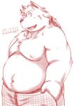  2017 anthro belly big_belly canid canine canis clothing domestic_dog humanoid_hands kemono male mammal moobs navel nipples overweight overweight_male simple_background solo underwear zen_(kemono_artist) 
