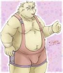  2017 anthro belly big_belly biped bulge humanoid_hands kemono male mammal moobs navel nipples overweight overweight_male solo ursid wrestling_singlet zen_(kemono_artist) 