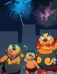  2014 anthro biped black_body emboar fireworks generation_5_pokemon group kemono kernelewdies night nintendo orange_body outside overweight pignite pokemon pokemon_(species) tepig 